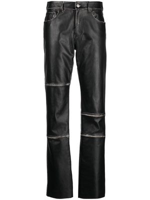 MM6 Maison Margiela contrasting-edge leather trousers - Black