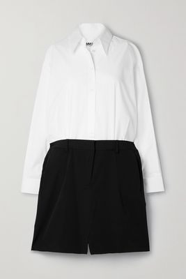 MM6 Maison Margiela - Cotton-poplin And Twill Mini Shirt Dress - White
