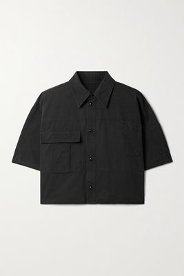 MM6 Maison Margiela - Cropped Cotton-poplin Shirt - Black