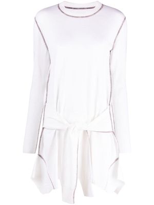 MM6 Maison Margiela decorative-stitch ribbed-knit minidress - White