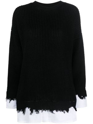 MM6 Maison Margiela distressed-finish shirt-underlayer jumper - Black