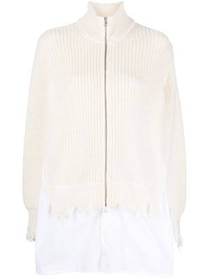 MM6 Maison Margiela distressed-finish shirt-underlayer jumper - White
