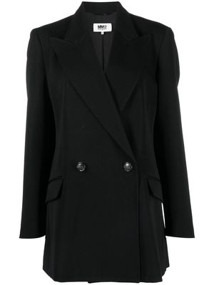 MM6 Maison Margiela double-breasted virgin-wool blazer - Black