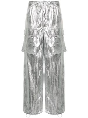 MM6 Maison Margiela drawstring-fastening metallic trousers - Silver