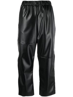 MM6 Maison Margiela elasticated-waistband faux-leather trousers - Black