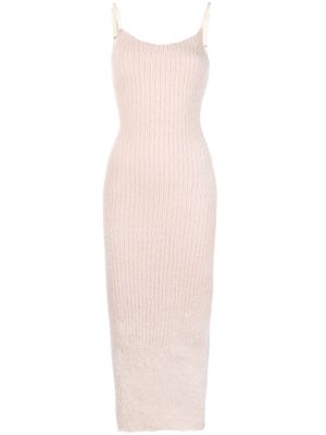 MM6 Maison Margiela faux-fur ribbed-knit fitted dress - Neutrals