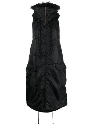 MM6 Maison Margiela faux fur-trimmed padded coat - Black