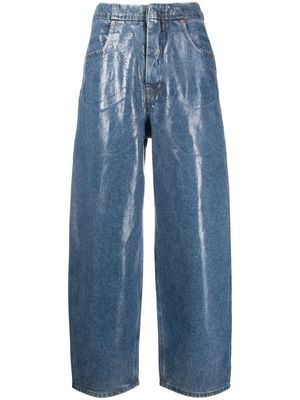 MM6 Maison Margiela glossy-finish wide-leg jeans - Blue