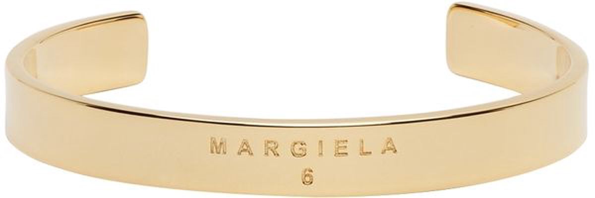 MM6 Maison Margiela Gold Logo Cuff Bracelet