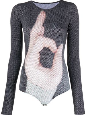 MM6 Maison Margiela graphic-print long-sleeve bodysuit - Black