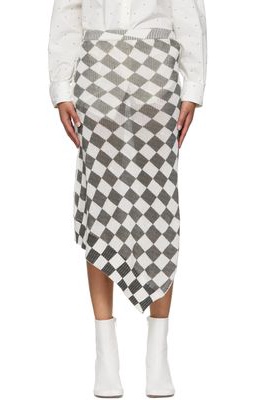 MM6 Maison Margiela Grey & White Cotton Midi Skirt