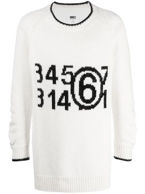 MM6 Maison Margiela intarsia-knit numbers jumper - White