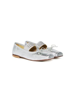 MM6 Maison Margiela Kids Anatomic leather ballerina shoes - Silver