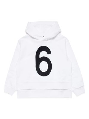 MM6 Maison Margiela Kids appliqué-detail cotton hoodie - White