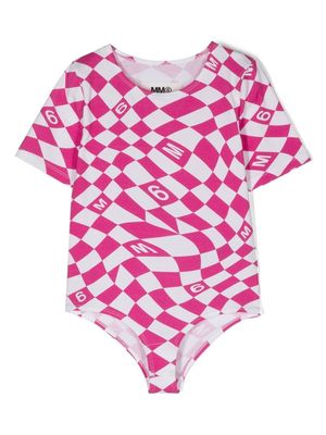 MM6 Maison Margiela Kids check-pattern body - Pink