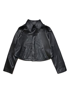 MM6 Maison Margiela Kids cropped faux-leather jacket - Black