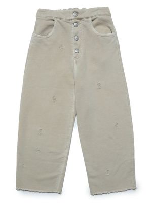 MM6 Maison Margiela Kids distressed-finish wide-leg jeans - Neutrals