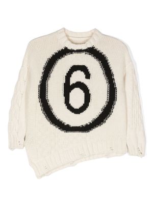 MM6 Maison Margiela Kids distressed-finish wool-blend jumper - Neutrals