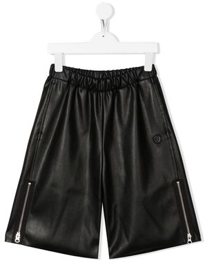 MM6 Maison Margiela Kids faux-leather knee-length shorts - Black