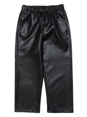 MM6 Maison Margiela Kids faux-leather straight-leg trousers - Black