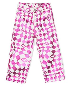 MM6 Maison Margiela Kids glitter-detail checked jeans - Pink