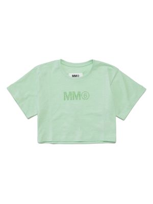 MM6 Maison Margiela Kids glittered-logo cotton T-shirt - Green