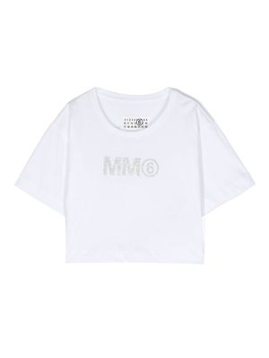 MM6 Maison Margiela Kids glittered-logo cotton T-shirt - White