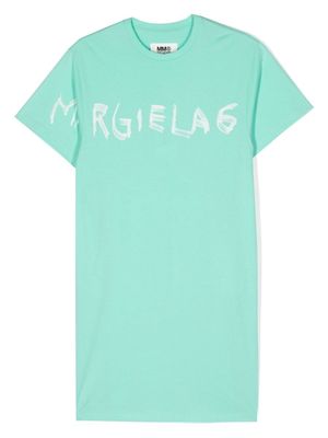 MM6 Maison Margiela Kids graphic logo print cotton T-shirt dress - Green