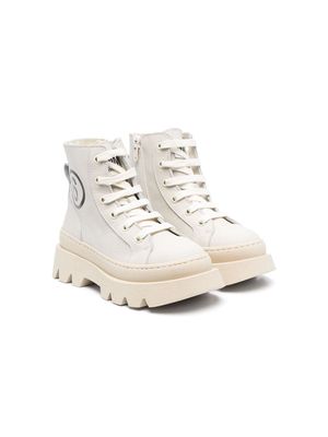 MM6 Maison Margiela Kids high-top leather sneakers - Neutrals