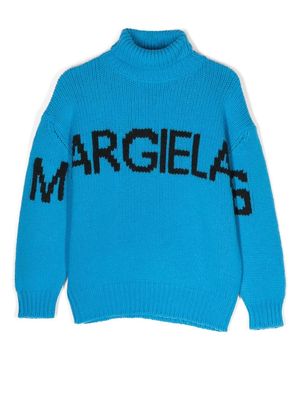 MM6 Maison Margiela Kids intarsia-knit logo jumper - Blue