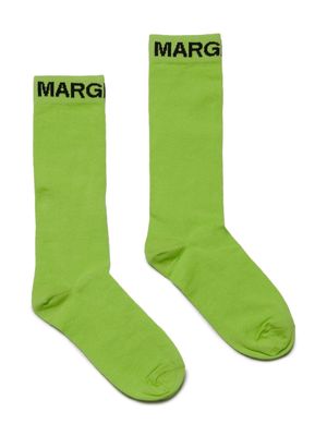 MM6 Maison Margiela Kids intarsia-knit logo print socks - M6510