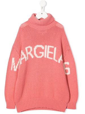 MM6 Maison Margiela Kids intarsia-knit roll-neck jumper - Pink
