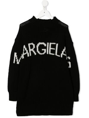 MM6 Maison Margiela Kids intarsia-knit wool jumper dress - Black