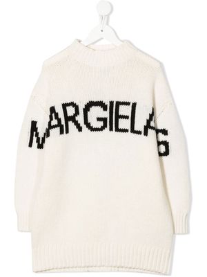 MM6 Maison Margiela Kids intarsia-knit wool jumper dress - Neutrals