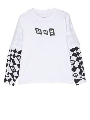 MM6 Maison Margiela Kids layered logo-print T-shirt - White