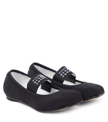 MM6 Maison Margiela Kids Leather-trimmed ballet flats