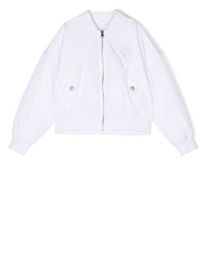 MM6 Maison Margiela Kids logo-embroidered bomber jacket - White