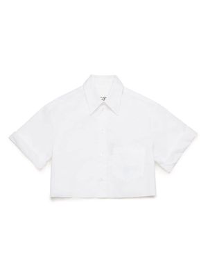 MM6 Maison Margiela Kids logo-embroidered cropped shirt - White