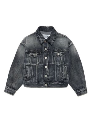 MM6 Maison Margiela Kids logo-embroidered denim jacket - Grey