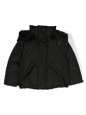 MM6 Maison Margiela Kids logo-embroidered hooded padded jacket - Black