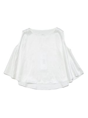 MM6 Maison Margiela Kids logo-embroidered pleated sleeveless top - White