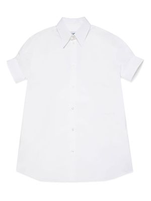 MM6 Maison Margiela Kids logo-embroidered poplin shirtdress - White