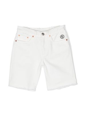 MM6 Maison Margiela Kids logo-embroidered slim-leg shorts - White