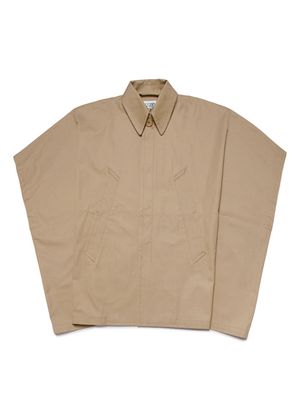 MM6 Maison Margiela Kids logo-embroidered twill poncho - Neutrals