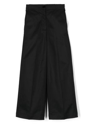 MM6 Maison Margiela Kids logo-embroidered wide-leg trousers - Black