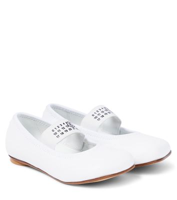 MM6 Maison Margiela Kids Logo leather-trimmed ballet flats