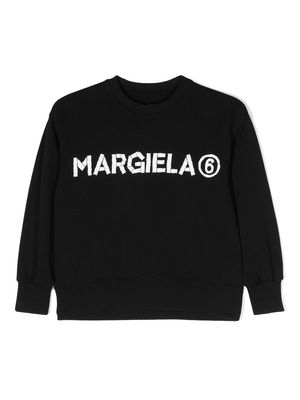 MM6 Maison Margiela Kids logo-lettering cotton sweatshirt - Black