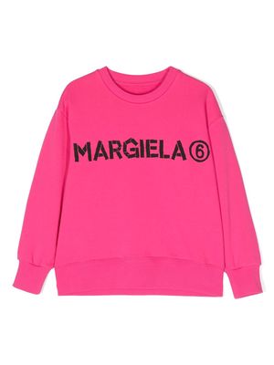 MM6 Maison Margiela Kids logo-lettering cotton sweatshirt - Pink
