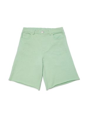MM6 Maison Margiela Kids logo-patch cotton shorts - Green