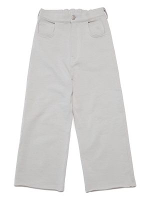 MM6 Maison Margiela Kids logo-patch cotton straight trousers - Neutrals